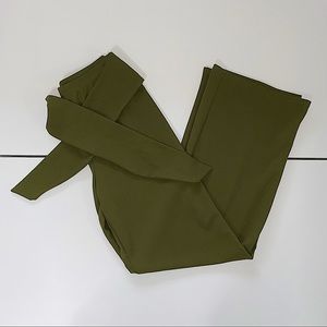 WOMEN ARMY GREEN HIGH WAIST WIDE LEG PANTS